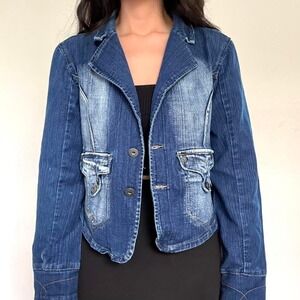 Defuze Y2K Blue Denim Fitted Jacket